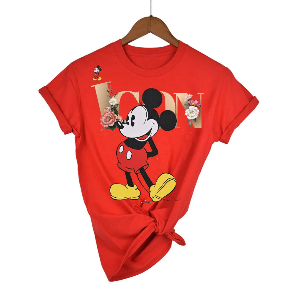 

2022 Summer Minnie Mouse Women's Cartoon Daisy Duck Mickey Pattern Short Sleeve Adult Top Loose T-Shirt Women Oversized T-Shirt