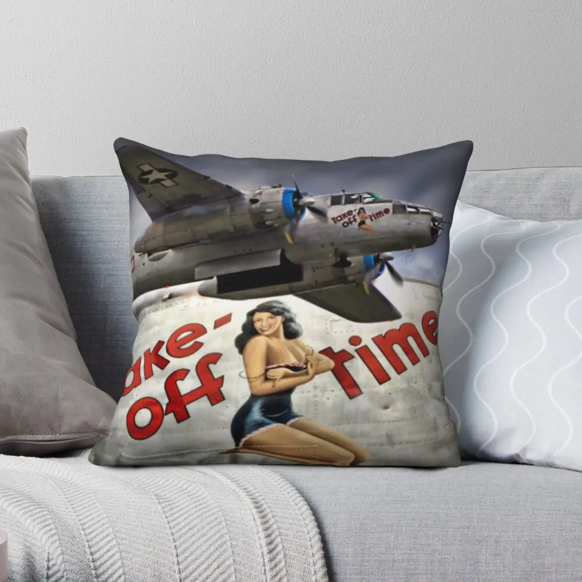 

Квадратный чехол для подушки Take Off Time, полиэстеровый льняной бархатный декоративный чехол для подушки на молнии, чехол для домашней подушки,...