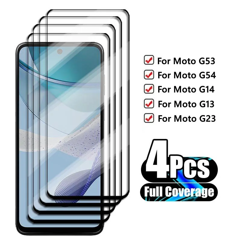 4 Pz Vetro Per Motorola Moto G53 Vetro Temperato Motorola Moto G53 G54 G14 G13 G23 Protezione Dello Schermo Pellicola Protettiva Per Lenti Del Telefon