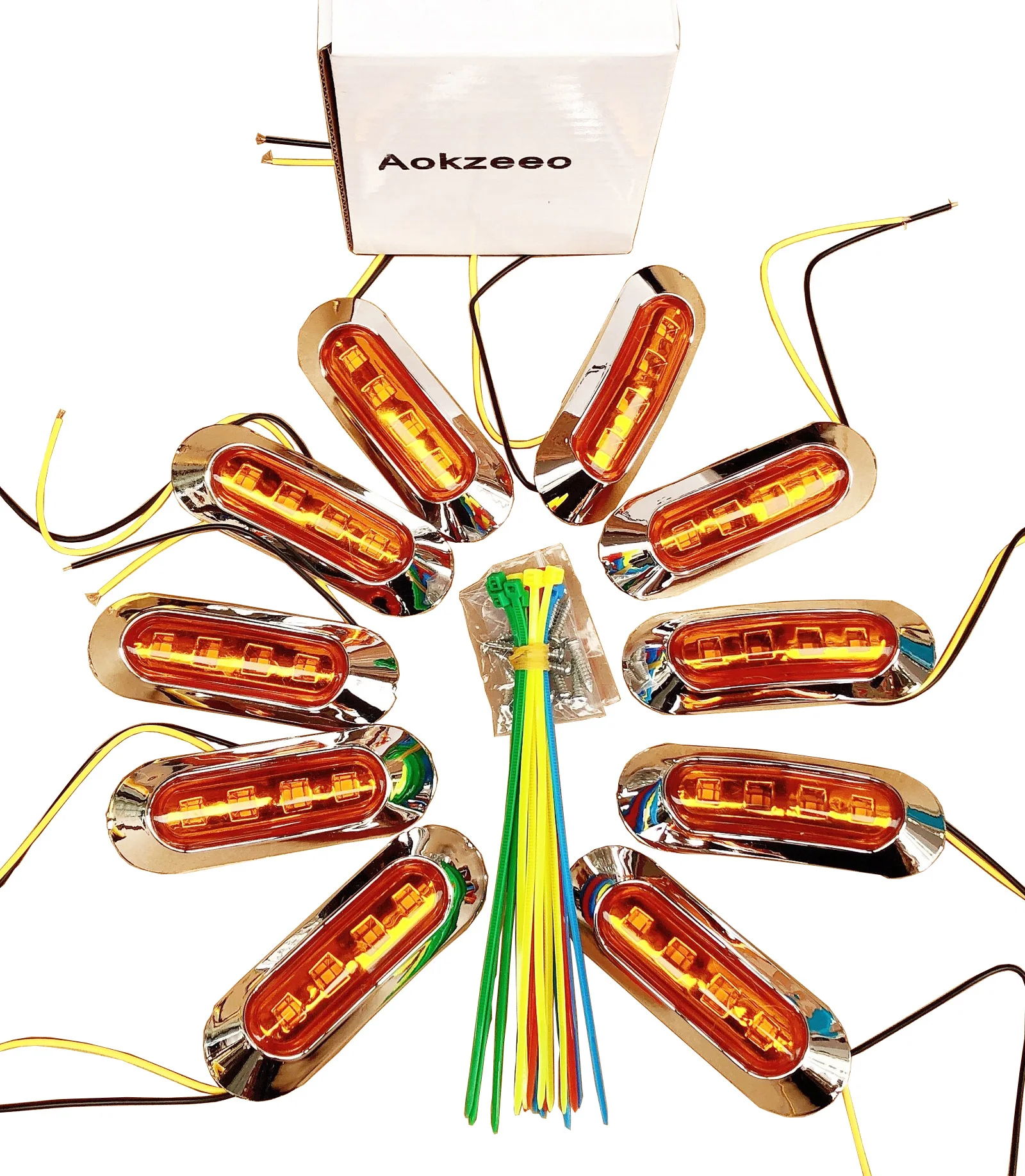 

10pcs 12V Amber Led Marker Clearance light 3.7 Inch 4 LED Side Marker Indicator Lights Lamp Front Rear Tail Lamp Lights slim