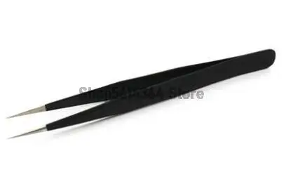 

TS-12 Black Silver Tone Point Straight Pointy Tweezers