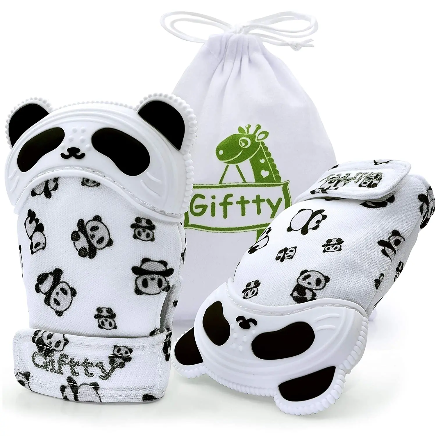 

Baby Teething Mitten Panda Hand Teether Soothing Glove, Teething Toy with Crinkle Sound, , for Infants 3-12M (1 Pair)