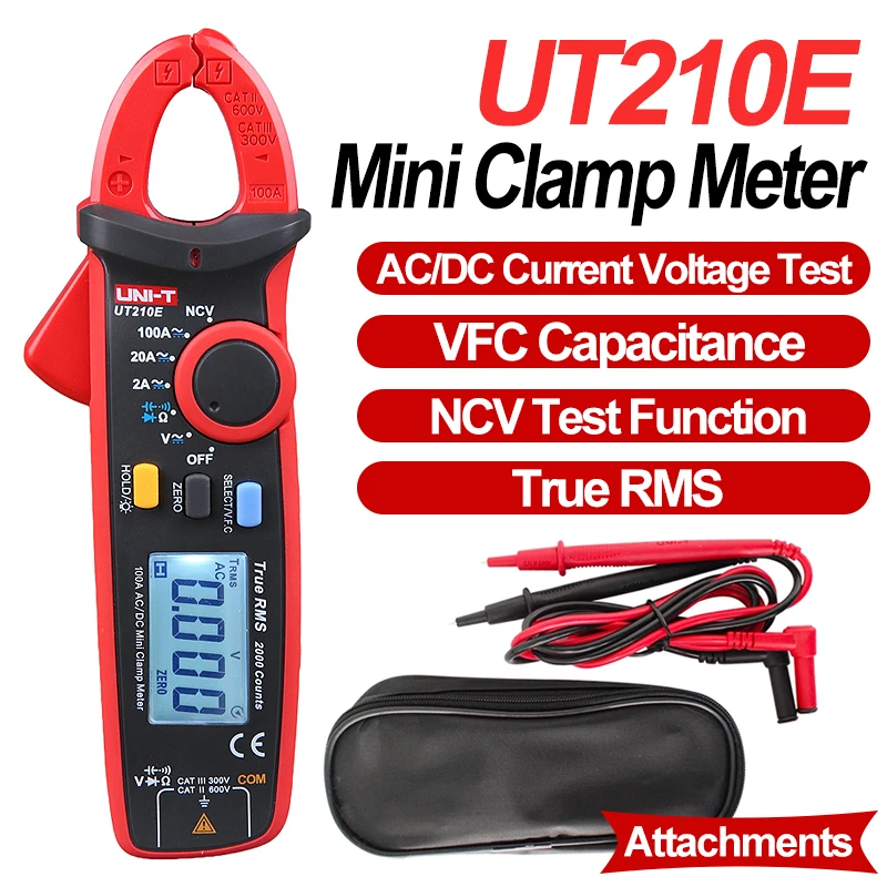 UNI-T UT210E Mini Clamp Meter Multimeter Digital Electric Tools DC AC Clamp VFC Capacitance Non Contact Multimeter Clamp Meter