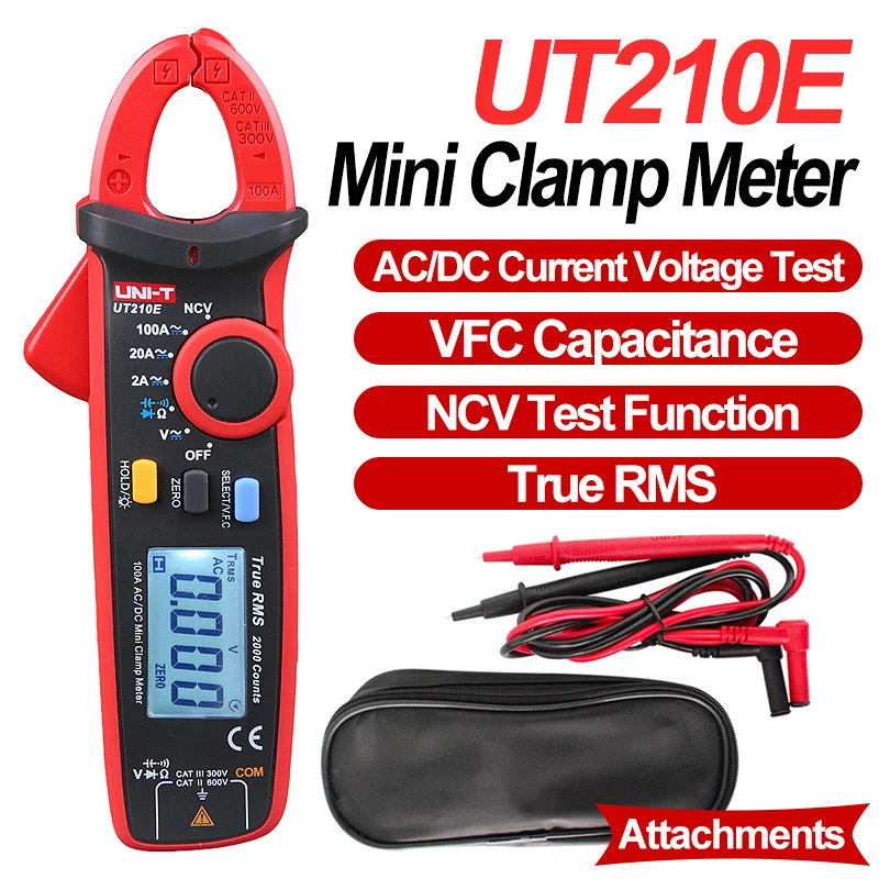 Мини-мультиметр-зажим UNI-T UT210E цифровой электрический инструмент Зажим