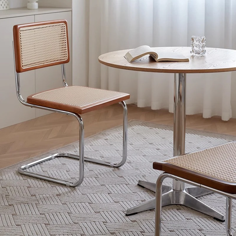 Rattanowe fotele do salonu Krzesła jadalni Akcent Metalowy projekt dla graczy Morden Wood Cadeira Meble restauracyjne