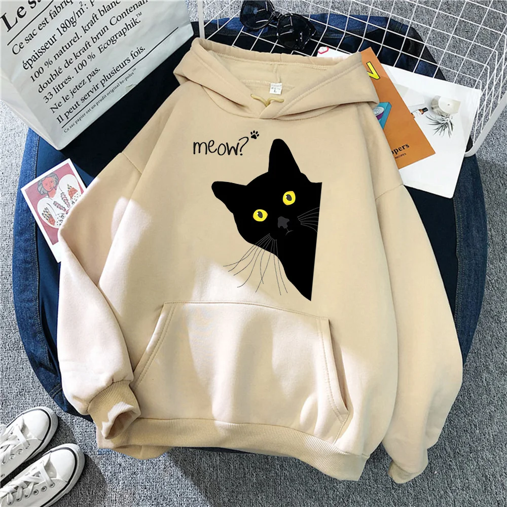 

Толстовка мужская с капюшоном и принтом «Meow Black Cat»