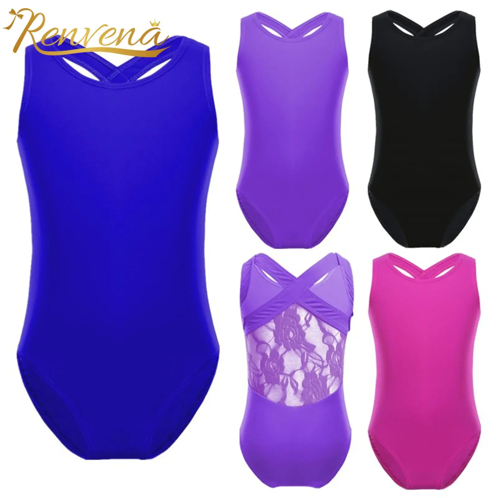 

Girl Gymnastics Leotard Jumpsuit Kids Exercise Clothes Dancewear Bodysuits For Dancing Ballet Dance Costume Cotton Lace Bodysuit