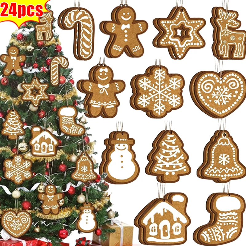 Рождественские деревянные подвесные украшения пряничный человечек снеговик