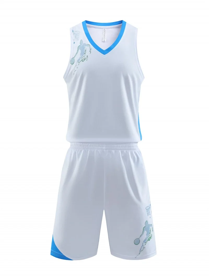 8042 # Тренировочный комплект для баскетбола в тренажерном зале майка с v-образным