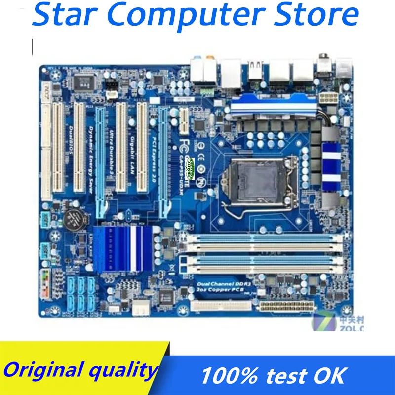 

For Gigabyte GA-P55-UD3R P55-UD3R Computer USB2.0 SATA2 Motherboard LGA 1156 DDR3 P55 Desktop Mainboard Used