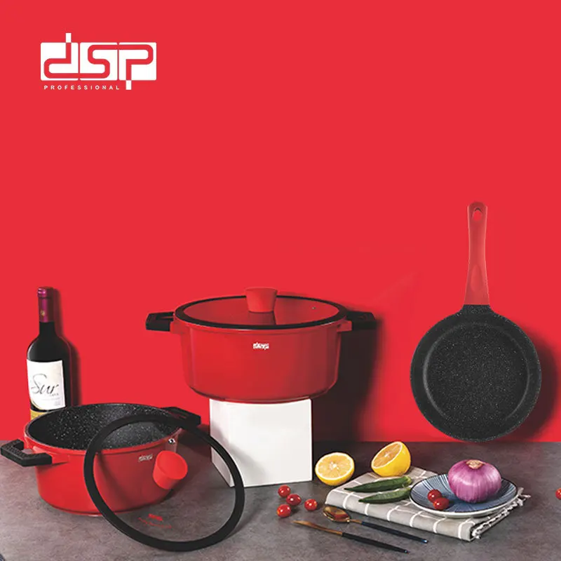 

3 PCS Maifan stone tainless steel and non-stick pans set suitable for induction Non-stick, suitable for induction hot pot