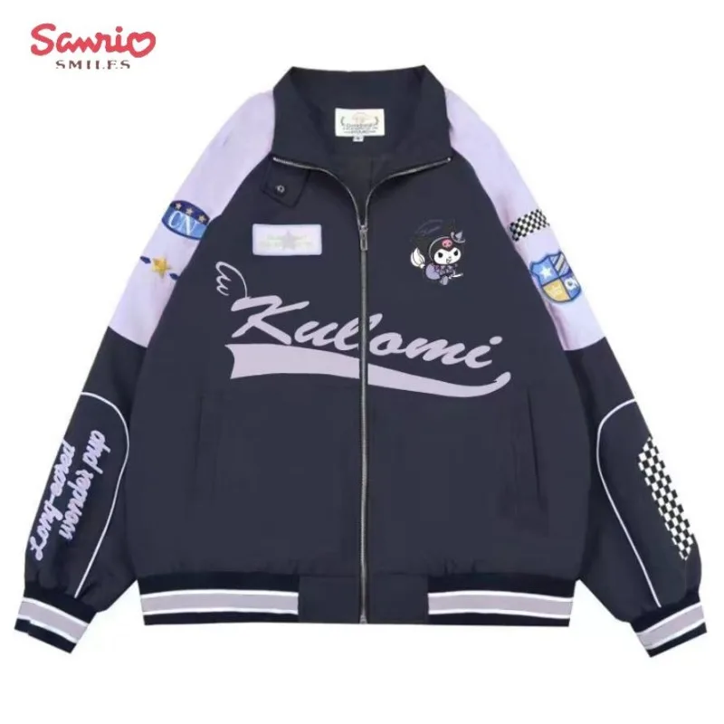 

Anime Sanrio Kuromi Cinnamoroll My Melody Biker Punching Cartoon Female Winter Loose Jacket Pant Warm Windproof Jacket Gifts