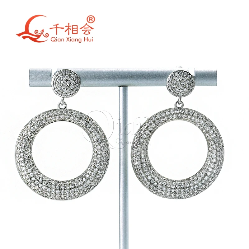 30 мм круглое кольцо Открытое сердце Серебро S925 пробы серьги-гвоздики D vvs белое