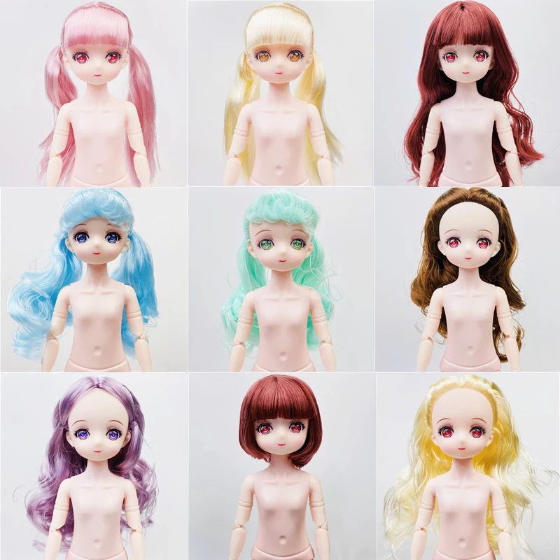 

New Cartoon Face 30cm Doll 6 Points Bjd Body Naked Baby Two-dimensional Makeup Toy 23 Joints Movable General Muscle Girl Gift