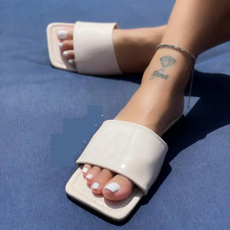 

2022 Summer Flat Sandals Open Toe Solid Color Slippers Fashion Outdoor Women's Shoes Beach Plus Size Ytmtloy Indoor Slides 1