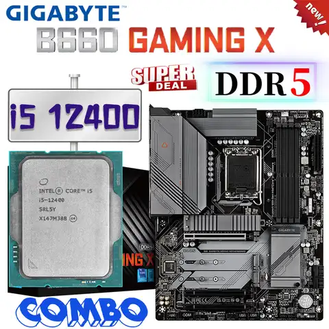 Материнская плата LGA 1700 GIGABYTE B660 GAMING X + комплект процессора Intel Core i5 12400 с поддержкой DDR5 128 Гб RAM M.2 Desktop ATX Placa MOM, Новинка