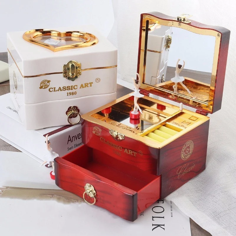 

Classic Rotating Dancer Ballerina Piano Music Box Clockwork Plastic Jewelry Box Girls Hand Crank Music Mechanism Christmas Gift