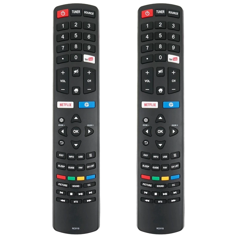 

2 шт., пульт дистанционного управления RC311S для TCL Smart LED LCD TV 06-531W52-TY01X