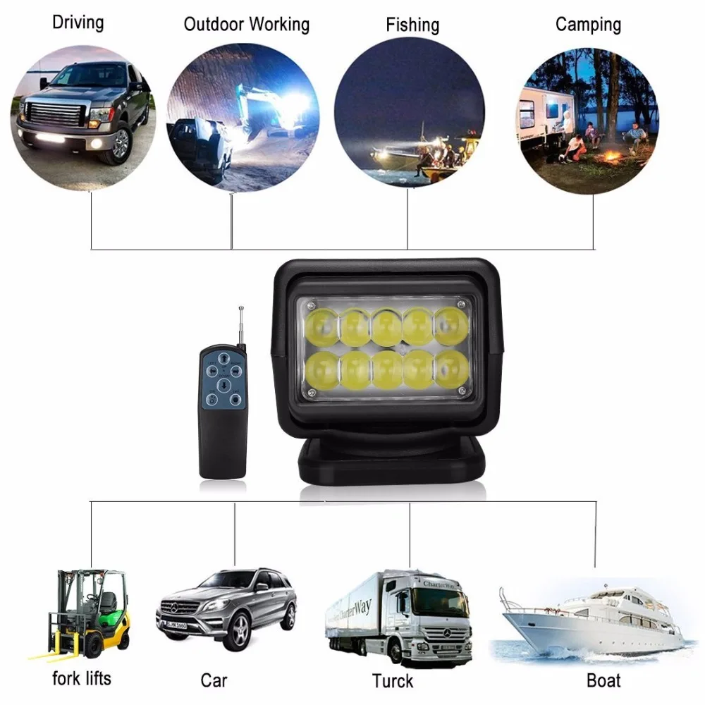 Автомобильные аксессуары 50 Вт светодиодный поисковый фонарь с дистанционным