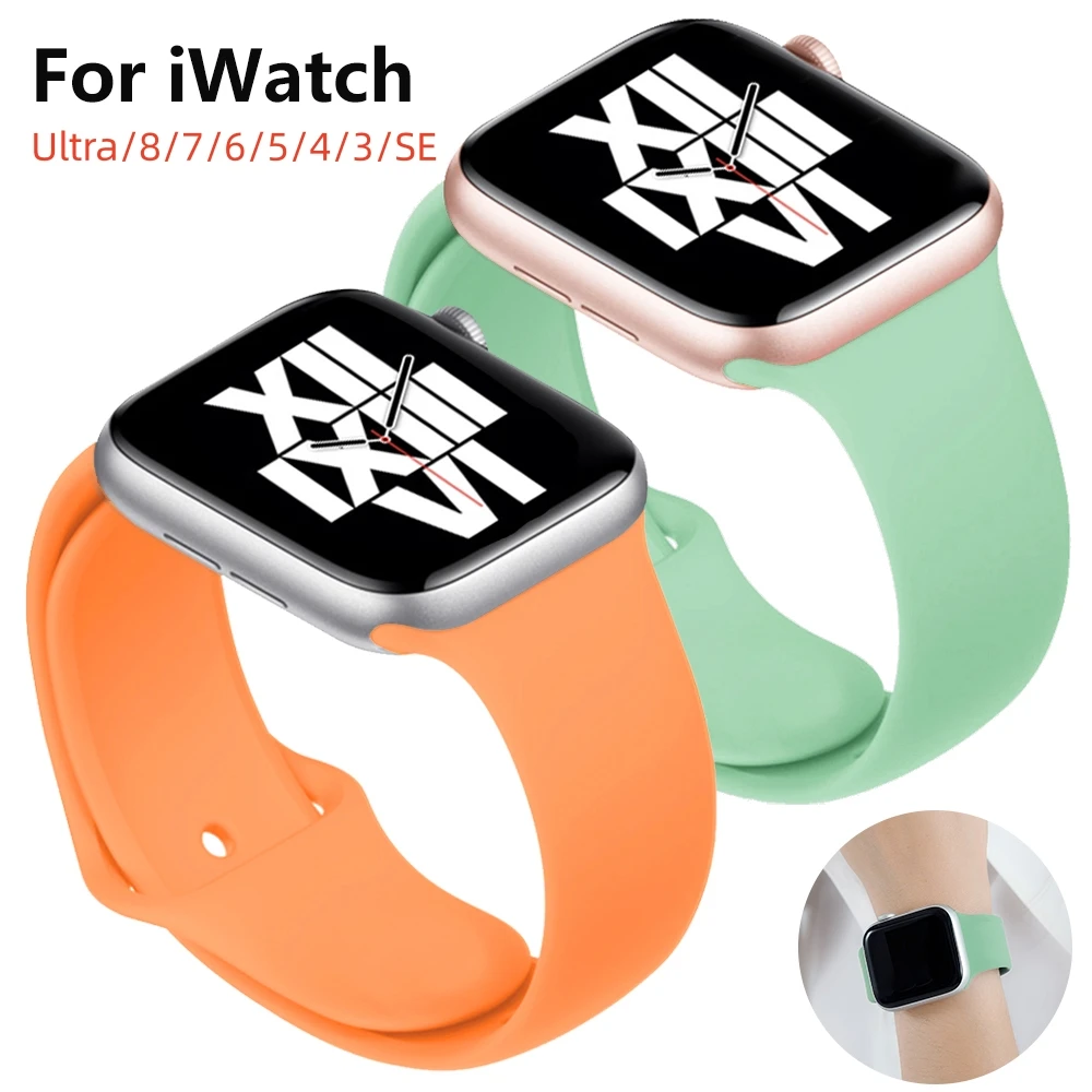 

Silicone Strap For Apple Watch Band 42mm 45mm 38mm 44mm 40mm Smartwatch Rubber Sports Bracelet Iwatch Series 7 se 4 5 6 8 Ultra