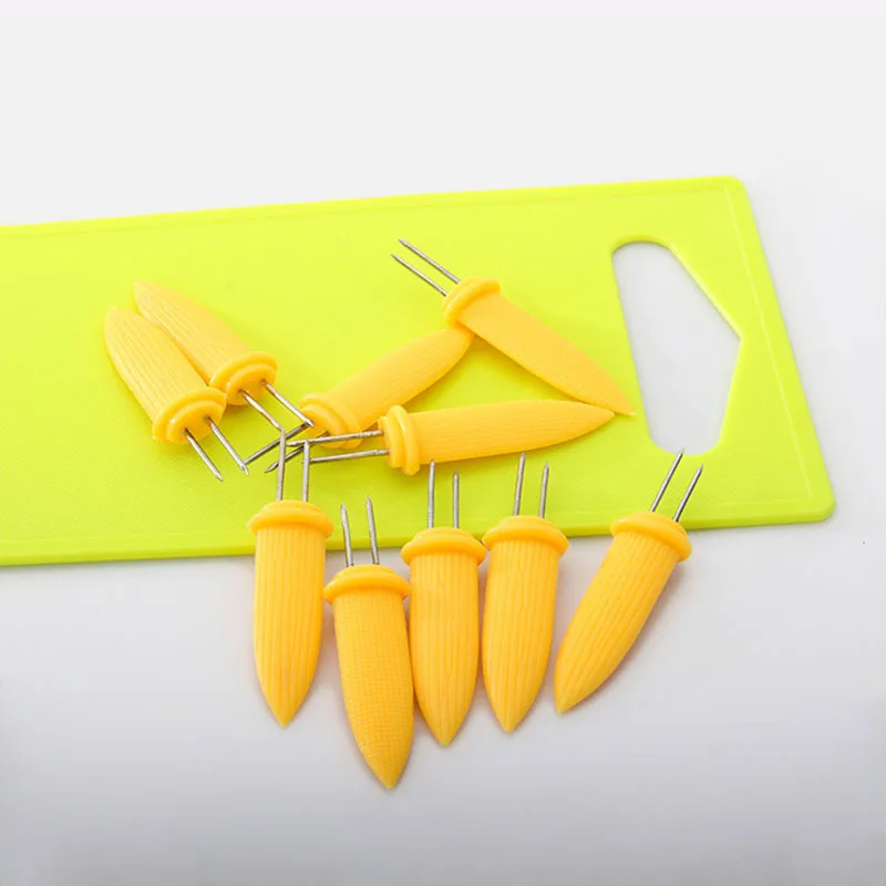 

Hot Sale 10Pcs Stainless Steel Corn Holders Corn on The Grill Double Fork Corn on The Cob Skewers Home Cooking Fork