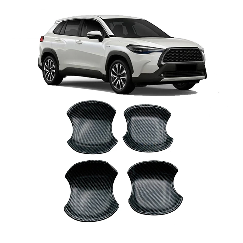 

Для 2020 2021 Toyota Corolla Cross наклейка на дверную ручку чаша крышка из углеродного волокна узор ABS автомобильные аксессуары