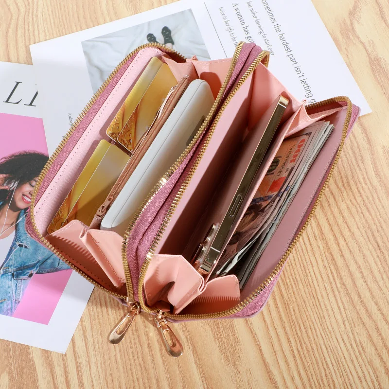 New Long Women's Wallet Female Purses Tassel Coin Purses Card Holder Wallets Double Zipper Leather Clutch Luxury Money Phone Bag