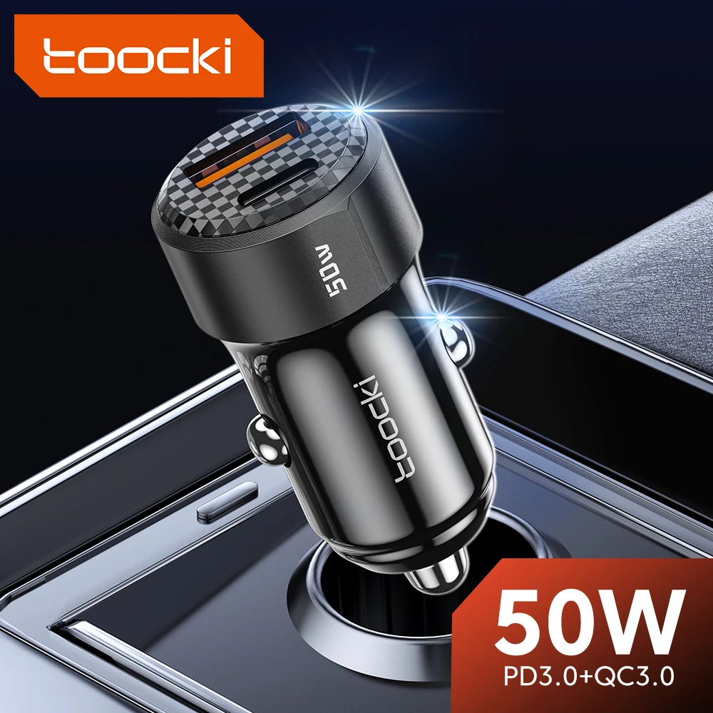 

Toocki 50W Car Charger Type C Car Chargers Quick Charge 3.0 For Xiaomi iPhone 12 13 14 Pro Fast Charging Car Phone Charger