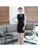 suits with skirt and top sets blue vest waistcoat office ladies work uniforms styles summer formal women business