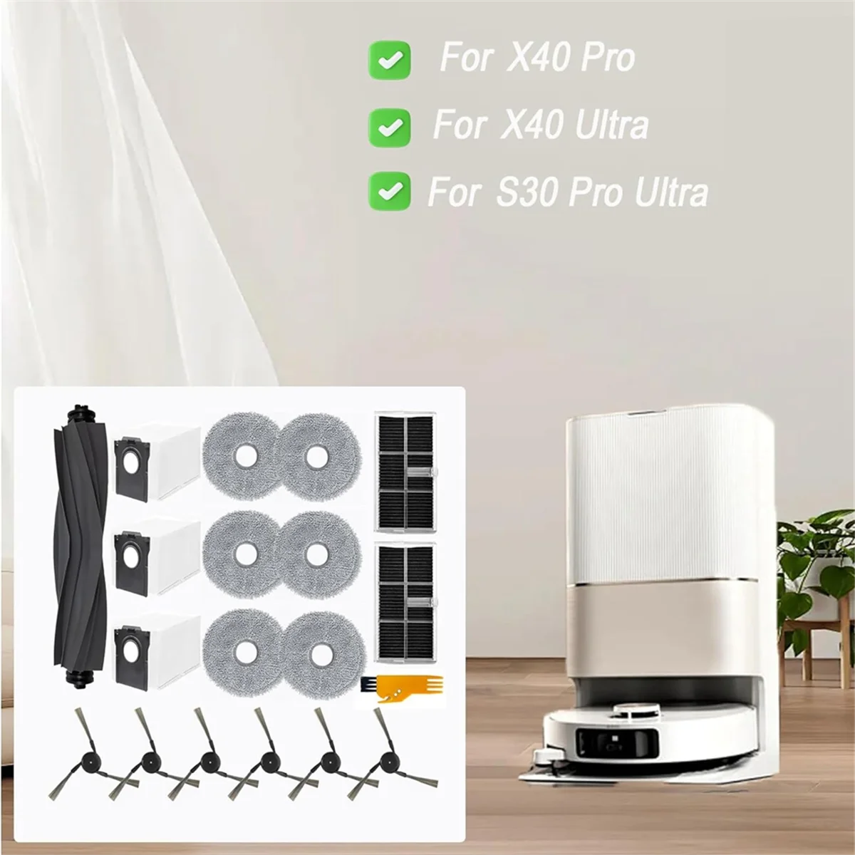 Для робота-пылесоса Dreame X40 Ultra / Pro S30 Основная боковая щетка HEPA-фильтры Швабра