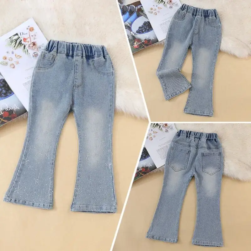 Джинсы для маленьких девочек на весну/лето Детские повседневные эластичные