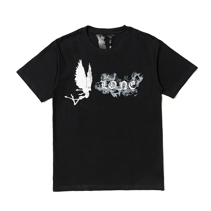 

VLONE Men / Women Couples Casual Fashion Trend High Street Loose HIP-HOP100% Cotton V Letter Printed Round Neck T-Shirt 1215