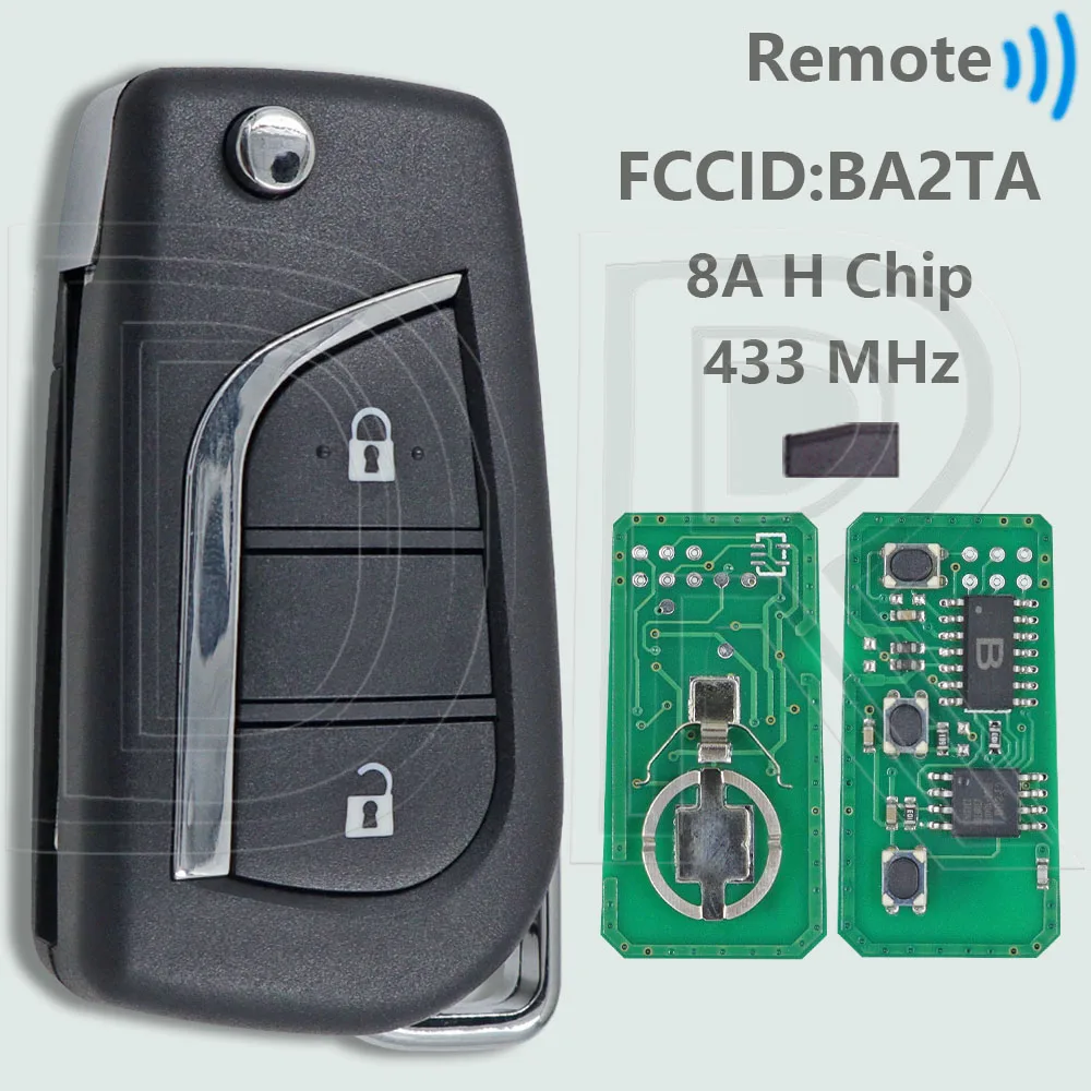 

DR BA2TA 433 МГц 8A чип 89070-0KB40 FLip автомобильный дистанционный ключ для Toyota RAV4 Hilux Yaris Cross 2015-2020