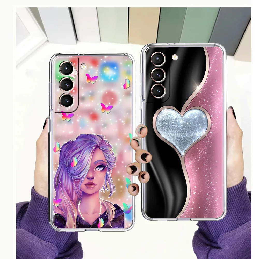 

Cartoon Color Beautiful Girl Transparent for Samsung Galaxy S20 S21 FE Note 20 10 Ultra S10 S10E M21 M22 M31 M32 Lite Plus TPU