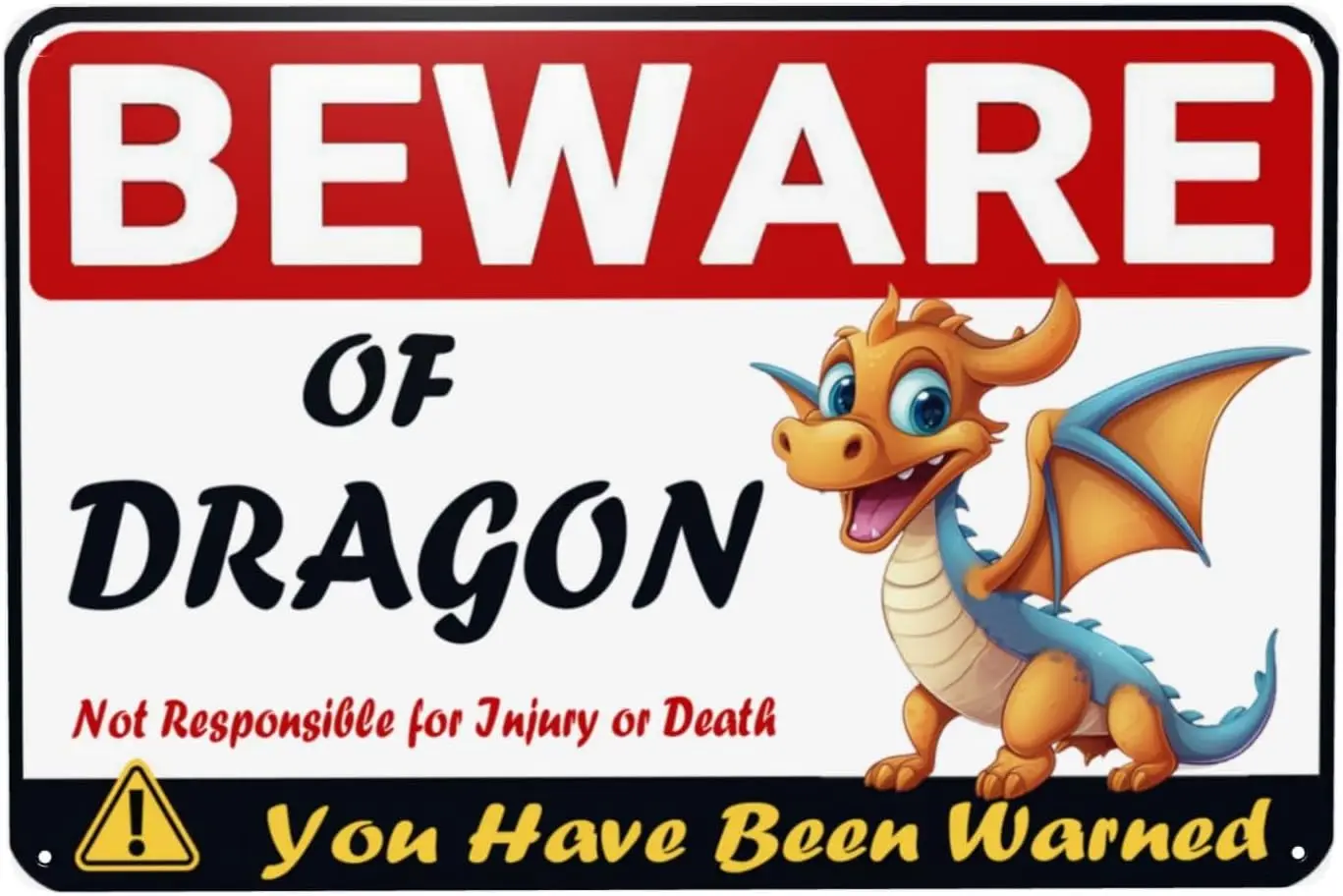 Bewre Of Drgon Sgn для Decorcessores Gft for Lover Funny Metl Tn Outdoor ndoor Retro Vntge Wll rt Decor Po