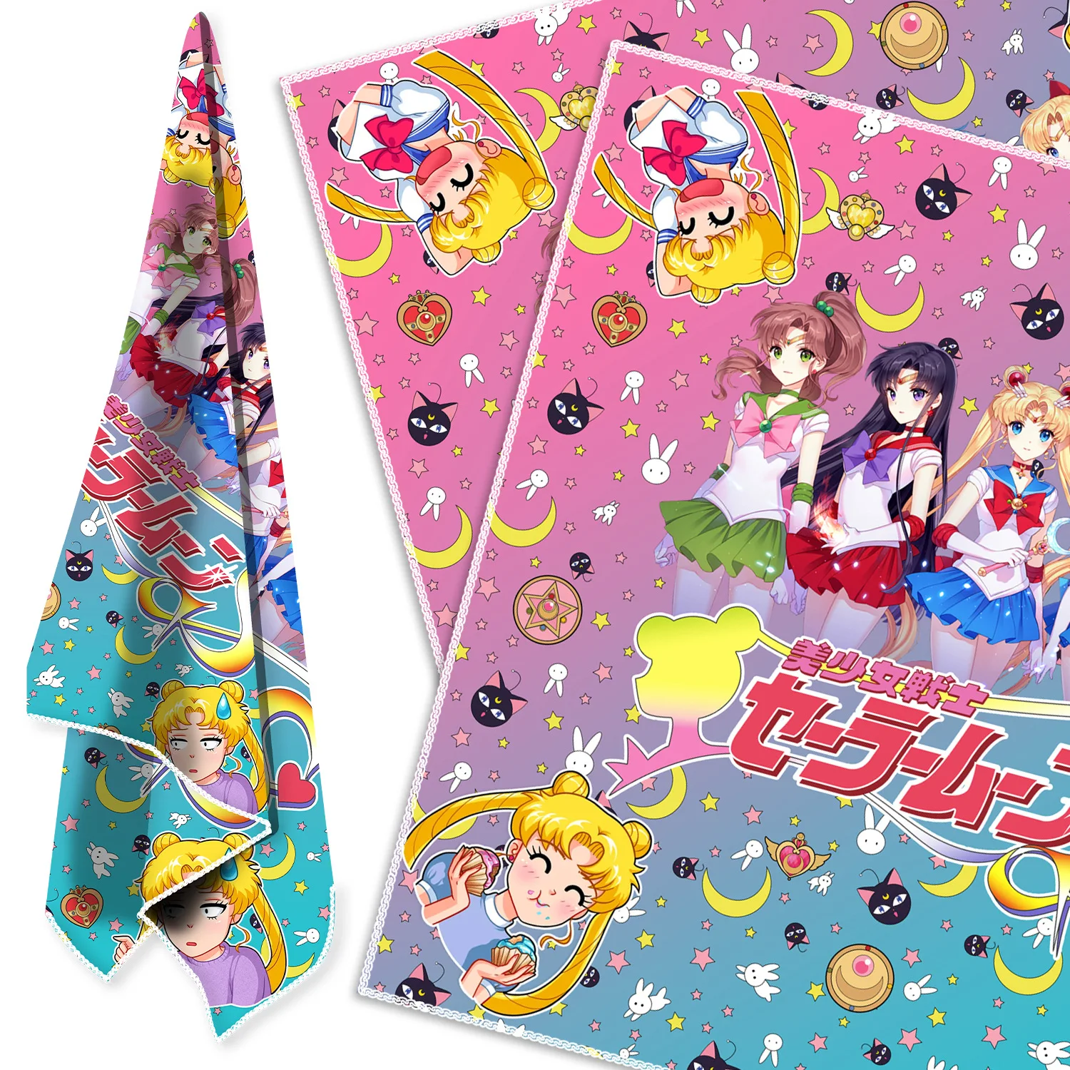 

Japanese Anime Sailor Moon Around Sports Towel Large Square Towel Cartoon Decorative Headscarf Cosplay Children's Toy Girl Gift