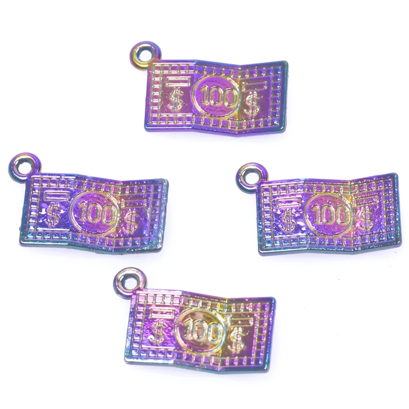 

10PCS Alloy Square Pound Charms Pendant Accessory Rainbow Color For Jewelry DIY Making Necklace Earring Metal Bulk Wholesale