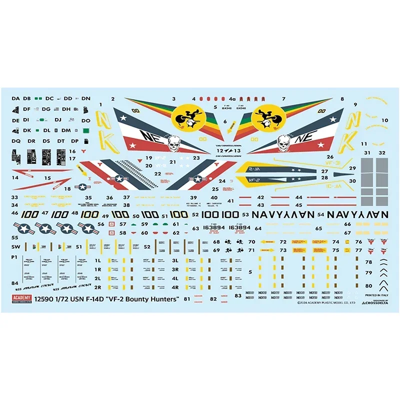 Комплект собранной модели самолета Academy 12590 F-14D Super Tomcat VF-2 Bounty Hunters истребитель