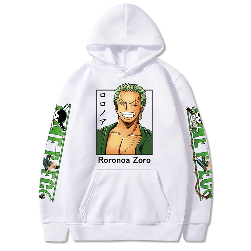 

Anime One-piece Harajuku Street Sweatshirt Fashion Casual Hooded Pullover Roronoa Zoro Printed Men's Hoodie Cosplay Suit
