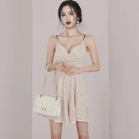 womens summer new korean version high end temperament v neck sleeveless elegant slim sexy suspender lace fashion holiday dress