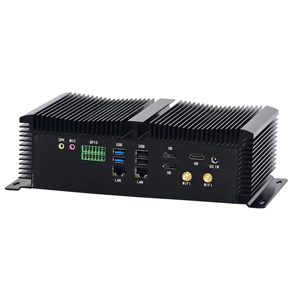 Newest Industrial Fanless Mini PC Intel Core i7 10870H 9750H 16Mb Cache Up 5.0GHz win11 Three HDMI 6*COM Dual LAN GPIO Computer