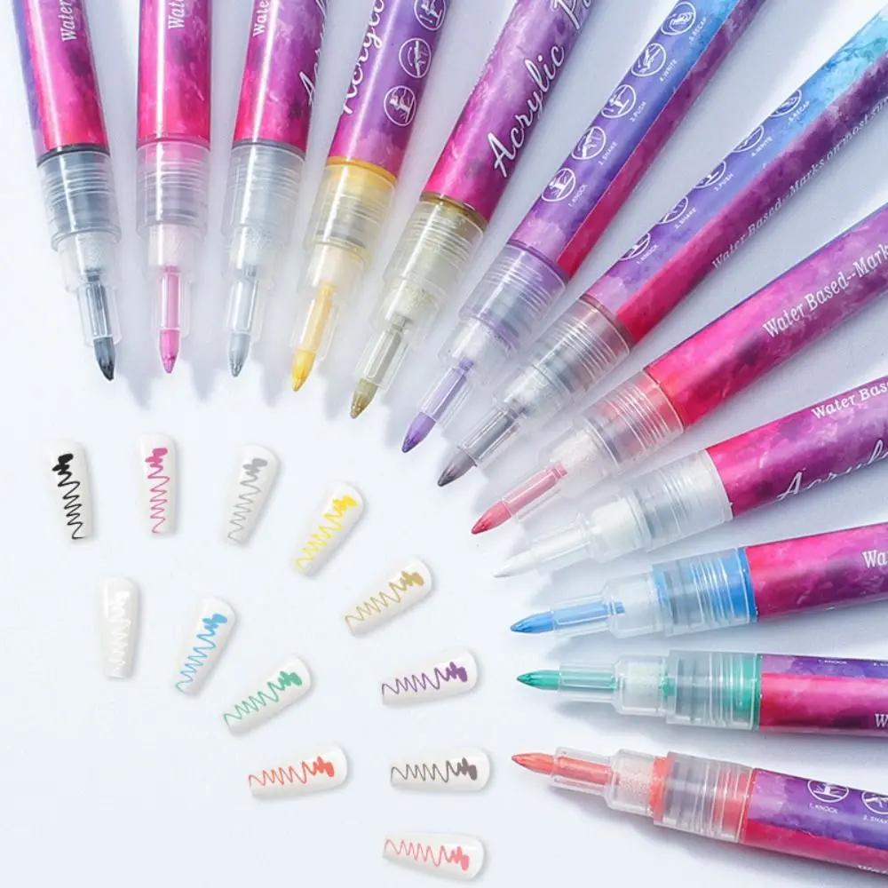 

Сухие ручки для дизайна ногтей, 3D ручки для дизайна ногтей, ультратонкий изогнутый маникюрный маркер, акриловая ручка для рисования, лайнер для ногтей и граффити