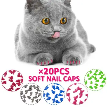 Silicone Soft Cat Nail Caps 20pcs Anti-Scratch Cat Paw Claw Pet Nail Cover Pet Dog Cat Nail Cover With Free Glue And Applictor 2