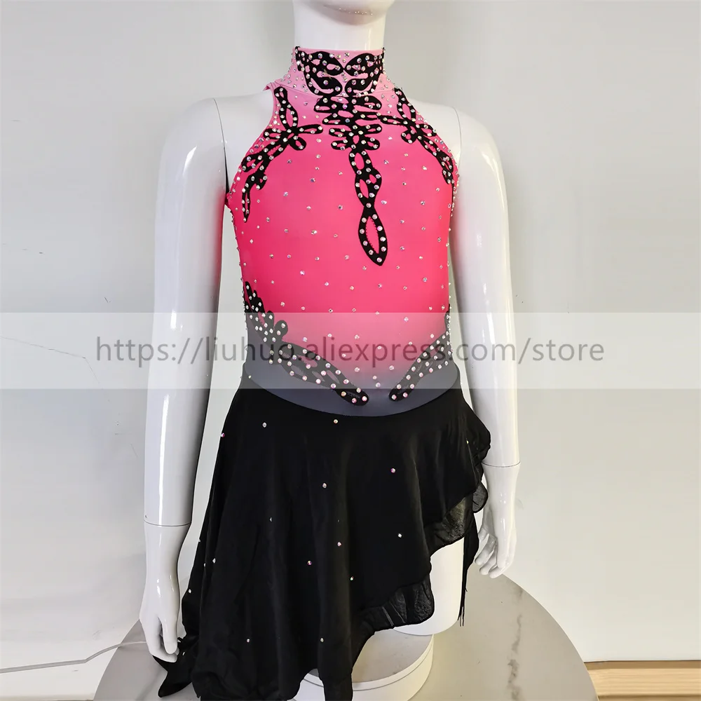 

Женский костюм LIUHUO Aldult для девушек, костюм для соревнований по индивидуальному заказу, Леотард для катания на коньках, платье для катания на роликах, розовый, для современных танцев, для детей