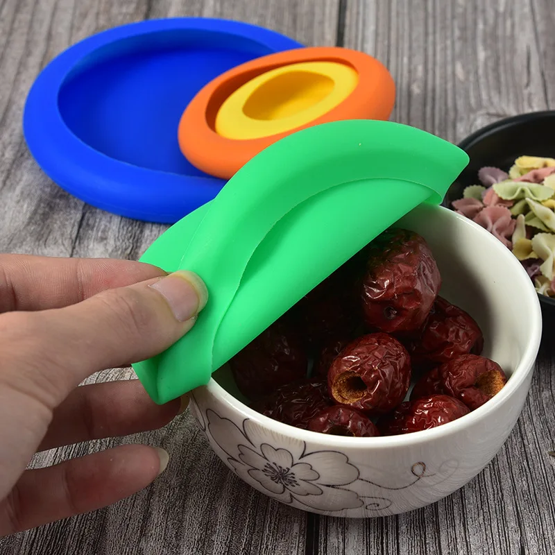 

New 4Pcs/Set Silicone Lid Reusable Sealed Food Packaging Telescopic Lid Keep Sealed Bowl Fresh Elastic Packaging Lid Fruit Cover