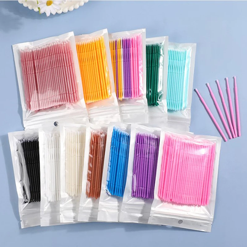 

100pcs/pack Bendable Micro Brushes Disposable Microbrush Applicators Eyelash Extensions Eyelash Glue Cleaning Brush For Eyelash