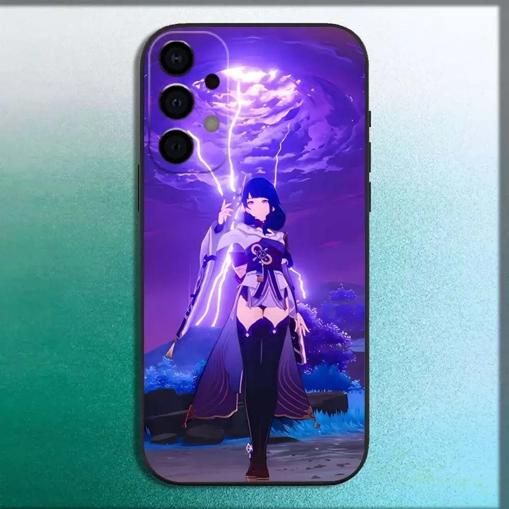 Фото Чехол для телефона G-Genshin Raiden Impact Shogun для Samsung Galaxy A73,72,71,A52,51,40,41,A22,A32,31,A13,12,Note20, мягкий черный корпус №3