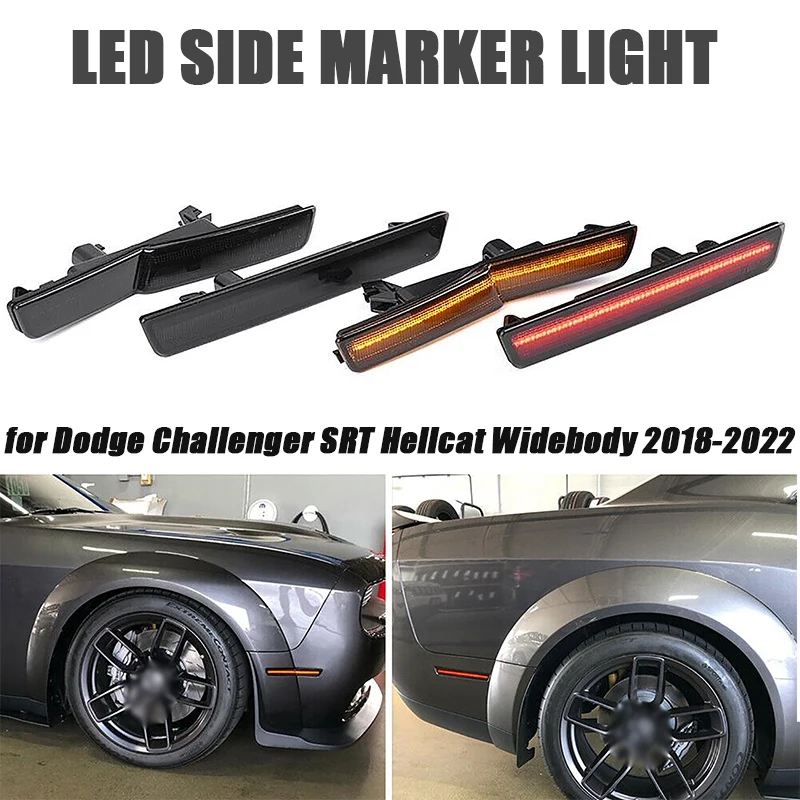 

Автомобильный фонарь с дымчатой линзой, передний, янтарный, задний, красный, боковой фонарь для Dodge Challenger, SRT, Hellcat, Widebody 2018-2022
