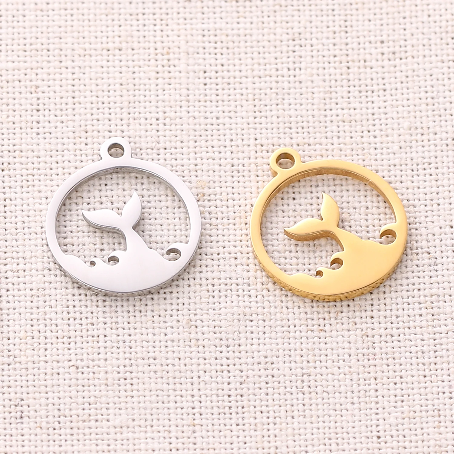 

5Pcs Sea Pendants Flat Hollow Fishtail Charms for Necklace Making Stainless Steel Charms DIY Bracelet Earrings Supplies Findings