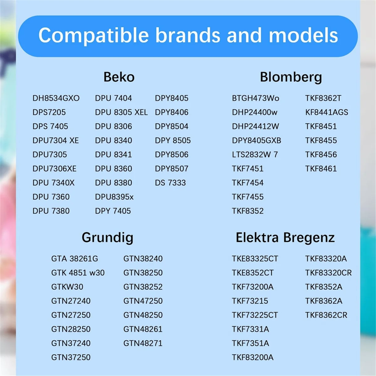 Сменные фильтры для сушилки Beko/Grundig/Elektra Bregenz/Blomberg запчасти 2964840100 5 шт.